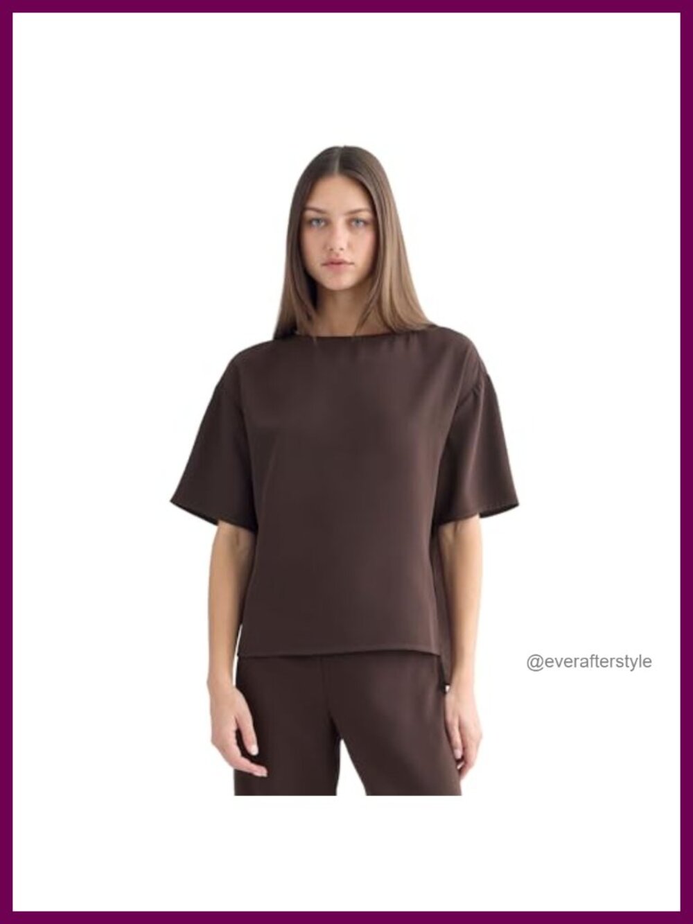 Drapey Crepe Top | GRS Recycled Polyester Relaxed Blouse with Side Slits